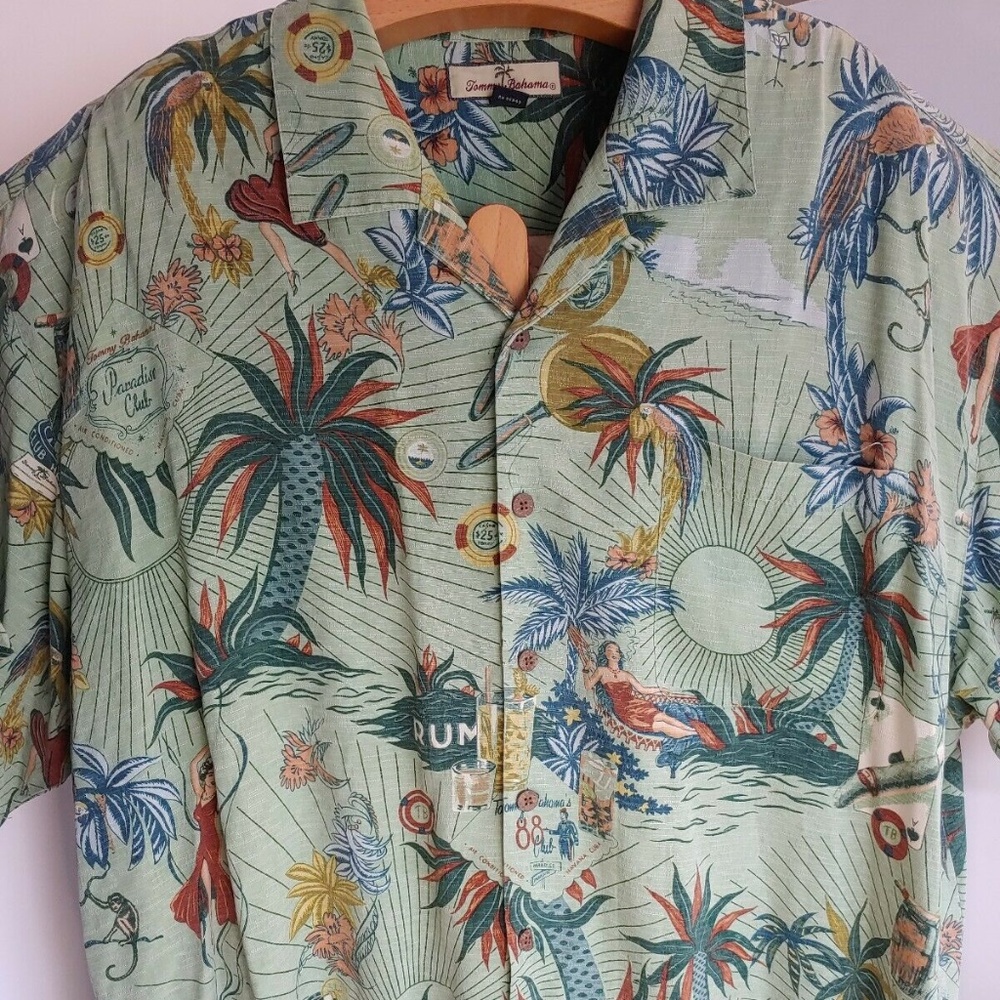 Tommy Bahama Hawaiian HABANA CIGAR Green 88 CLUB